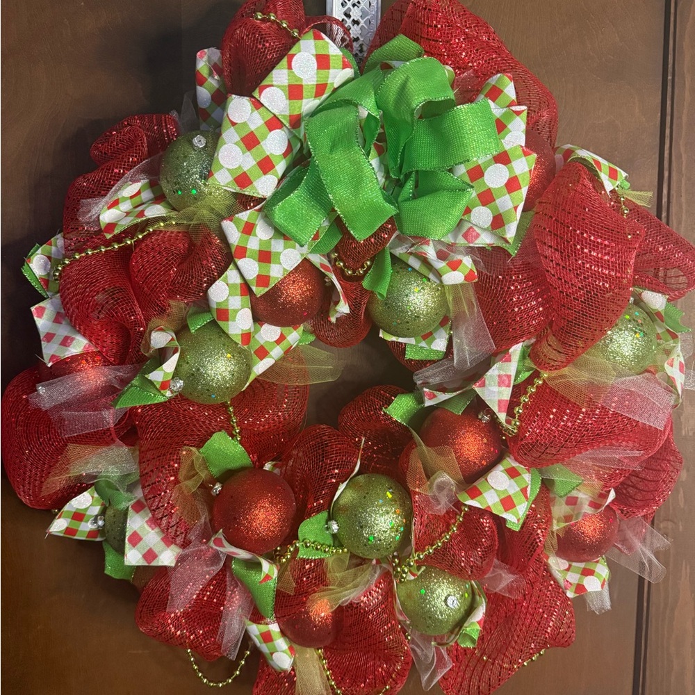 Festive Red and Green Holiday Wreath